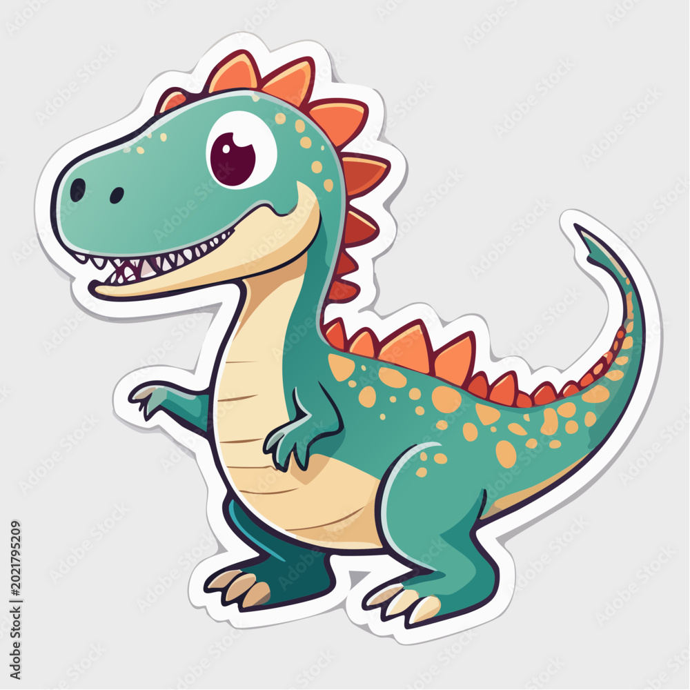 Fototapeta premium Cute Cartoon Dinosaur Sticker