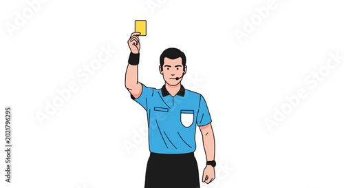 Foto Soccer Referee Shows Yellow Card - Warning Penalty Foul Game