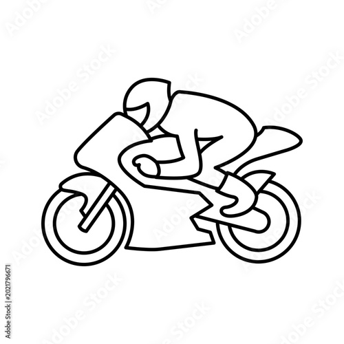 Motorcycle racing line icon vector illustration design. Editable stroke.