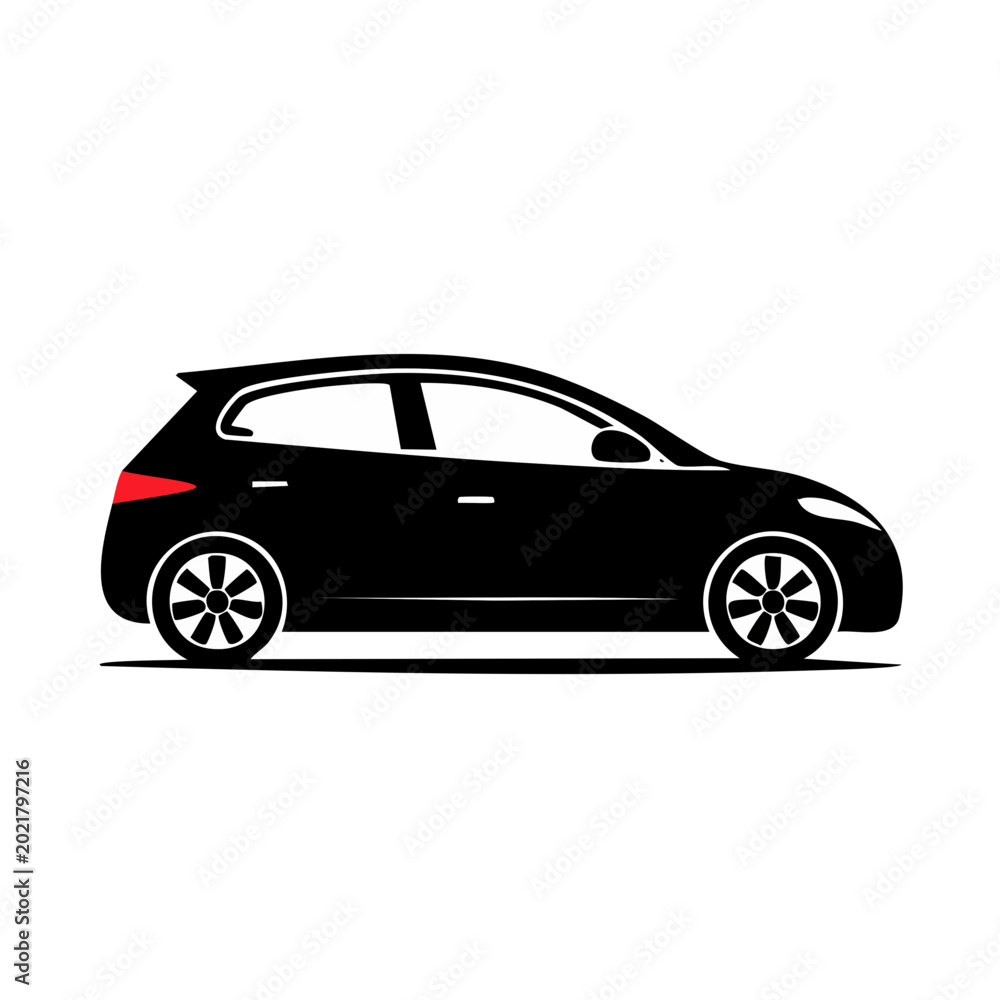 Fototapeta premium Compact urban vehicle in a flat minimalist style. Represents smart city commuting and economical transport solutions. Clean composition with copy space for corporate mobility ads.