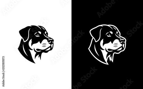 Photos Rottweiler Head Mascot Logo, Calm and Loyal Guard Dog Vector Illustration