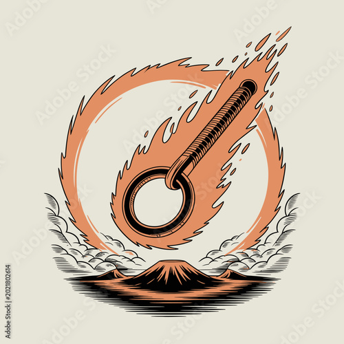 Photos Thermometer in flame heat rising.