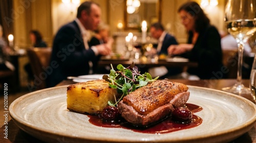 Delicious pork chop with red wine sauce