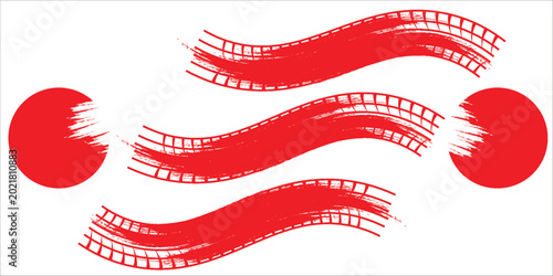 Straight red ink vector lines pack. Bloody color long and round hand-drawn brushstroke text highlights, frames, circles. Asian calligraphy brushstroke set. Vector Dynamic ink vector.modern