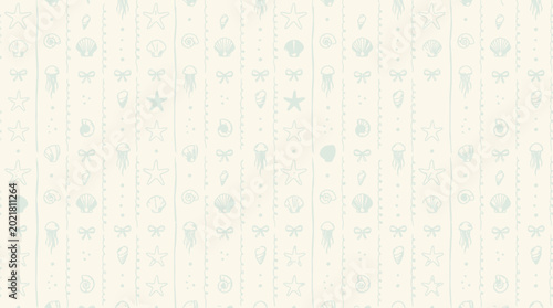 a soft seamless coastal pattern on a warm cream background