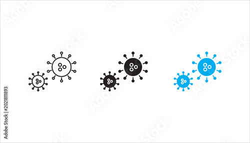 Modern virus and bacteria icon collection suitable for healthcare, medical, pandemic awareness, microbiology, infection prevention, and science-related projects.