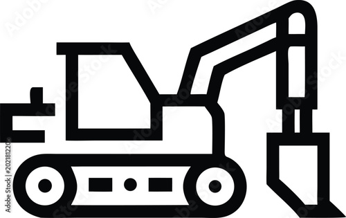 Modern industrial excavator machine with a wide digging bucket for large scale construction operations