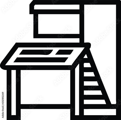 Modern industrial control panel or laboratory workstation with a display and table outline