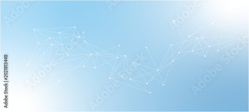 Vector network connection. Abstract mesh, molecular plexus line and cyberspace.  abstract blue background with stars