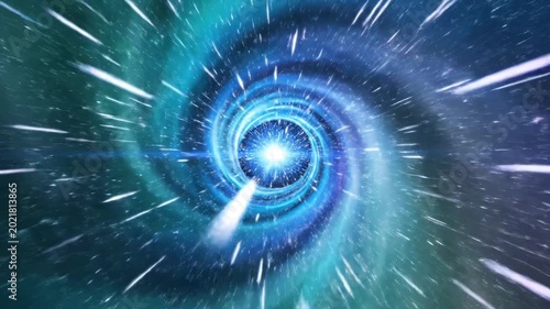 Space tunnel with stars and light highlighting vibrant colors and innovative graphic design