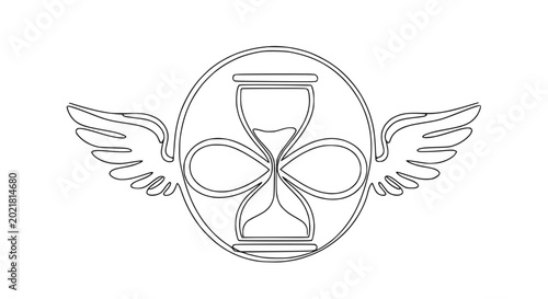 Photos Winged Hourglass Symbol: Time Flies, Concept of Eternity, Continuous Flow, Line
