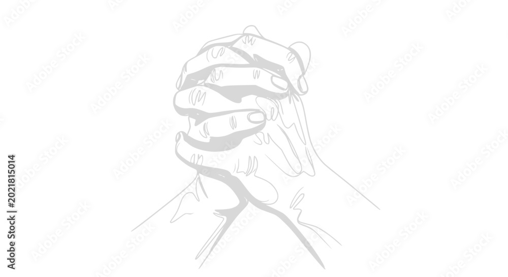 Fototapeta premium Intertwined Hands Silhouette - Symbol of Hope, Prayer, and Connection