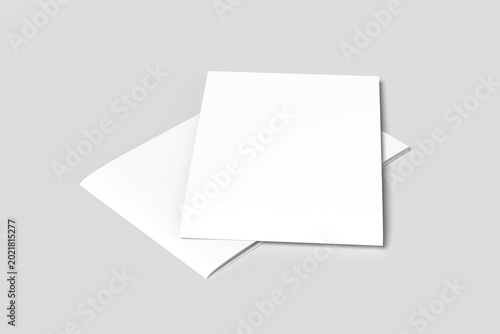 Modern overlapping Magazine Mockup 2 with Minimalist Paper Design on light grey background