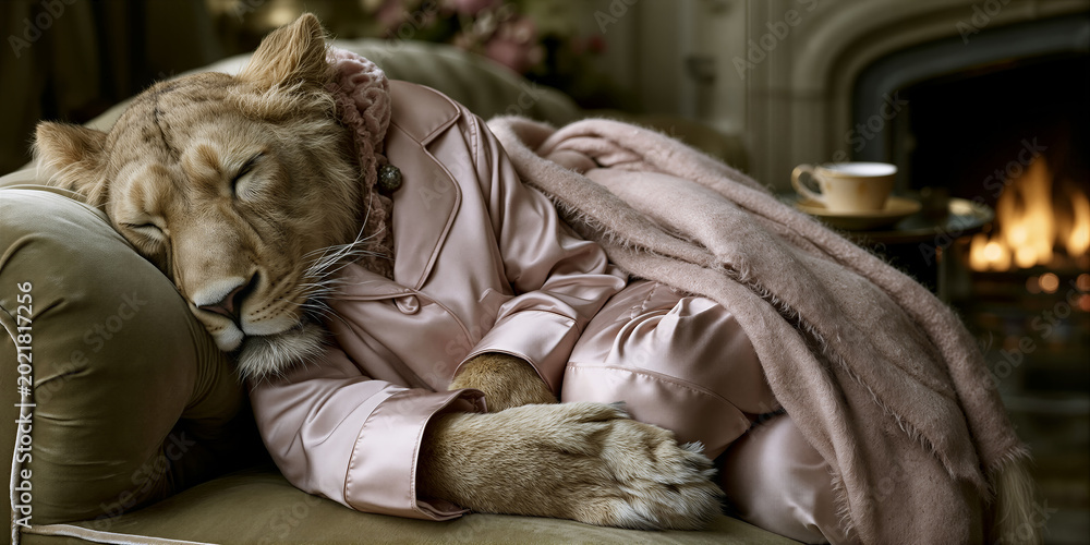 Fototapeta premium Sophisticated cat savoring calmness. Refined royal cat indulging in tranquil repose