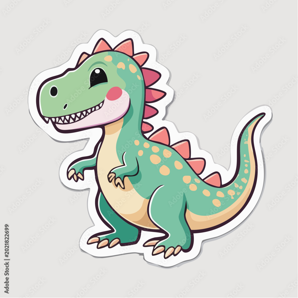 Fototapeta premium Cute Cartoon Dinosaur Sticker
