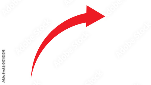 Cuadro en lienzo Solid red arrow icon with curved tail direction isolated background interface na