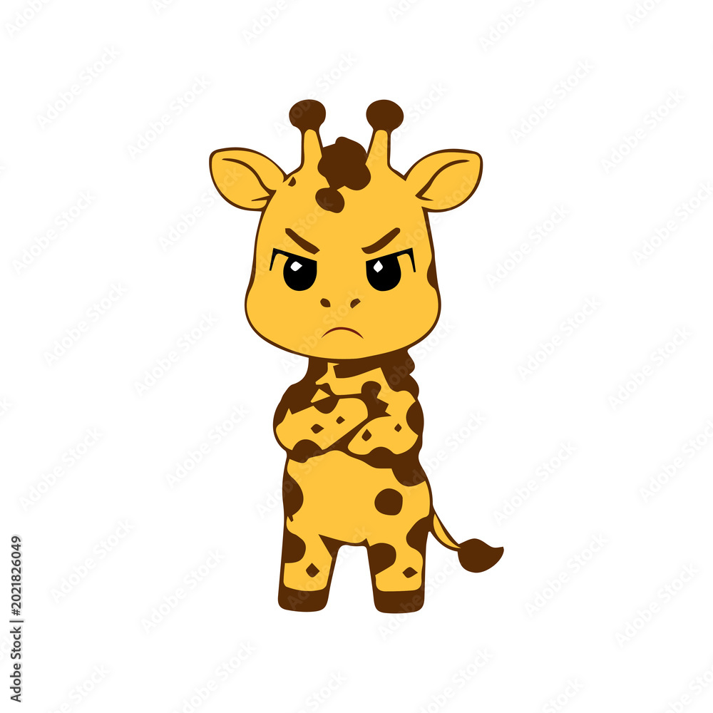 Obraz premium Adorable giraffe cartoon vector icon designs with playful and cheerful expressions.