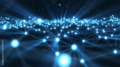 Blue glowing network connections highlighting seamless tech integration and digital solutions
