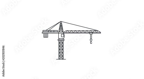 Foto Outline of a construction tower crane on a white background