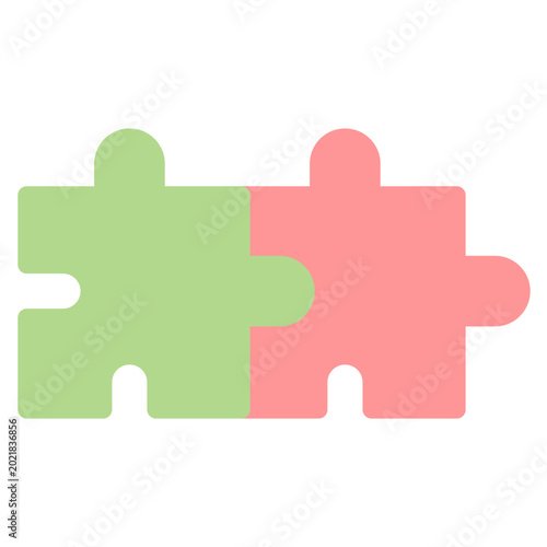Foto Interlocking Puzzle Pieces: Two vibrant puzzle pieces fit seamlessly together, representing unity, connectivity, and the power of collaboration and problem-solving