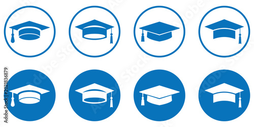 Photos Graduation caps icon Set, A symbolic collection of graduation caps, representing the achievement of educational milestones and the pursuit of knowledge