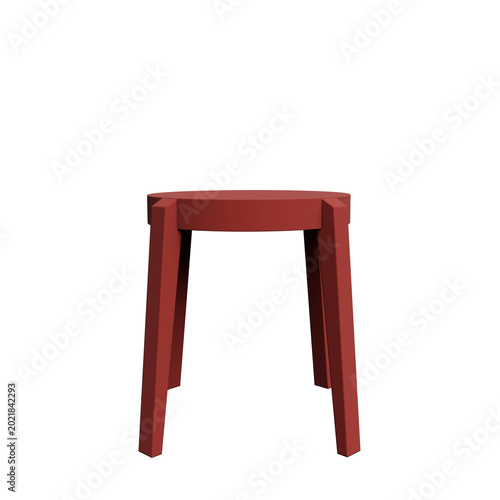 Red Wooden Stool on Black Background