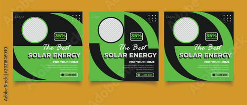 Solar energy social media post banner template