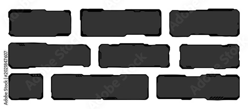 Foto Futuristic black frame and sci fi dashboard panel template set abstract digital