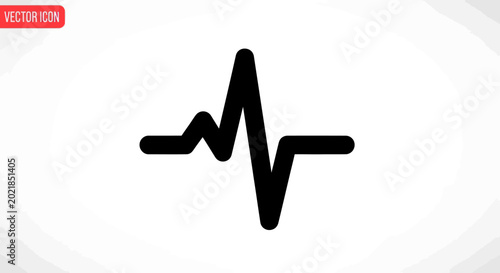 Black heartbeat line icon on white background, cardiogram, ecg, pulse, medical symbol