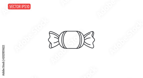 Photos Simple candy outline icon, wrapped sweet treat with twisted ends, minimalist vec