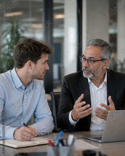 Confident professional man discussing ideas in office