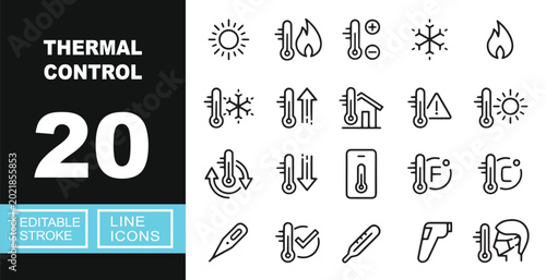 Bild auf Leinwand Thermal control line icon set
