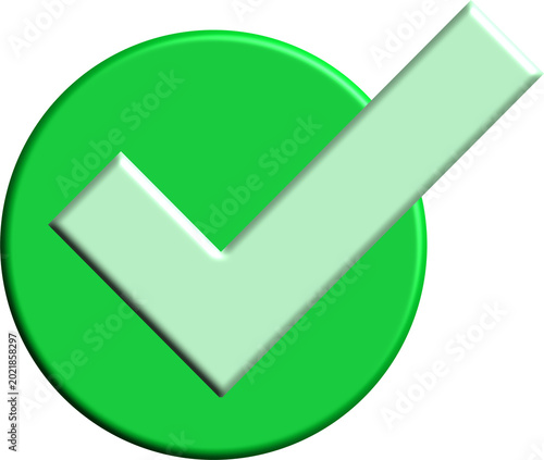 Fotografie A vibrant green circular icon featuring a prominent white checkmark, symbolizing approval, completion, and success