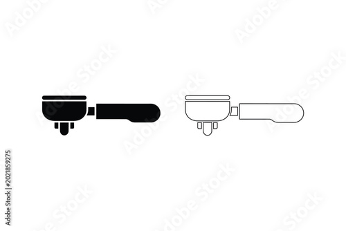 Tableau sur toile Vector coffee tamper and portafilter in black and white
