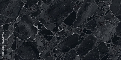 Εκτύπωση καμβά A close-up view of an elegant black marble surface, showcasing unique textures and natural patterns, is presented for ui, web, art, design, background, etc