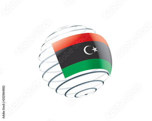 Photos Libyan flag on an abstract globe