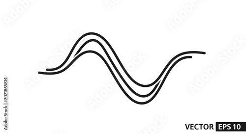 Konstfotografi Abstract wavy line art, smooth curves, minimalist design, isolated on white back