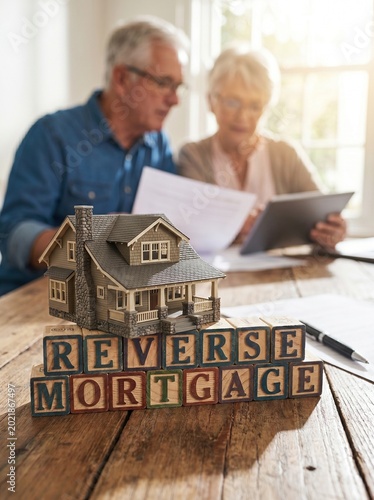 Elderly couple planning their financial future with a reverse mortgage for their home