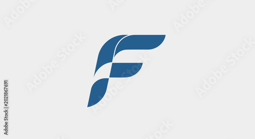 Fotografie Abstract Blue 'F' Letter Logo Design, Modern Geometric Font Symbol, Minimalist C