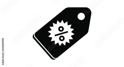 Discount tag with percent sign black silhouette