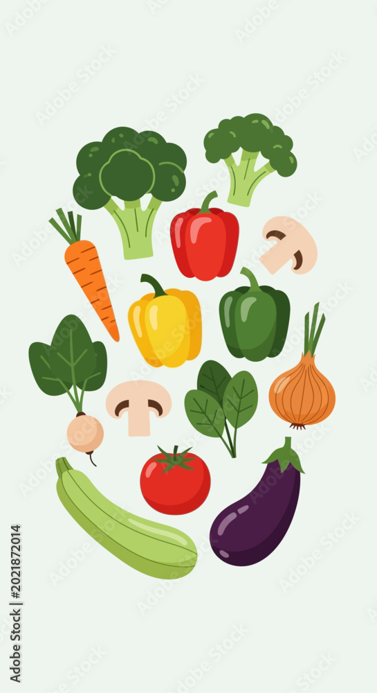 Fototapeta premium Vibrant Assortment of Fresh Vegetables Arranged in a Circular Pattern