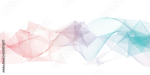gradient network futuristic connection technology background dot and line polygon with wave shape. Structure molecule and communication Template for science and technology presentation, Vector design.