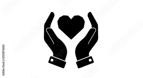 Hands cupping a heart symbol represent themes of care, charity, support, and emotional well-being within a professional or social services context.