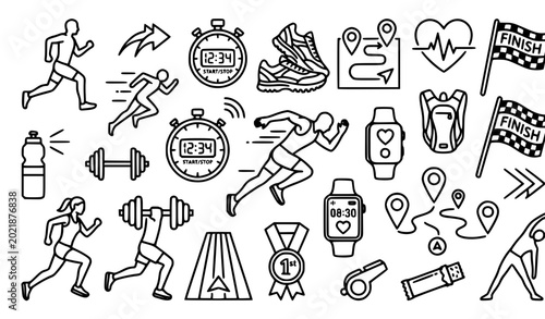 Foto SEO Title:
Running sport outline icon pack jogging fitness editable vector illus