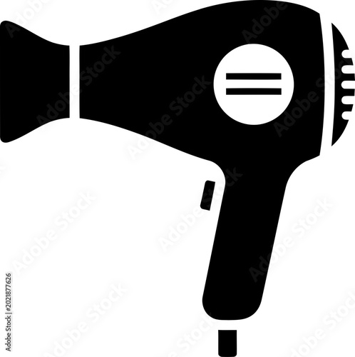Black hair dryer icon isolated on a white background for beauty and salon concept