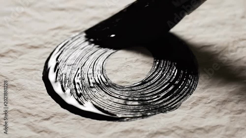 Ink brush stroke on textured paper.