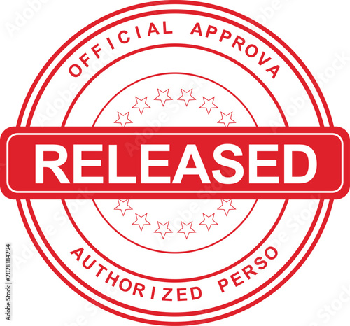 Official approval stamp with released label and authorized personnel