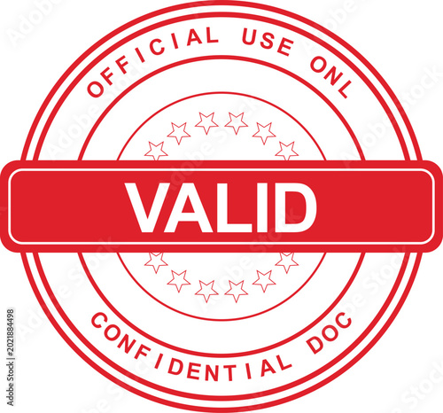 A red stamp with Official, Valid, and Confidential on it is shown up close.