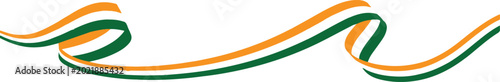Wavy ribbons in Indian flag colors tricolor saffron