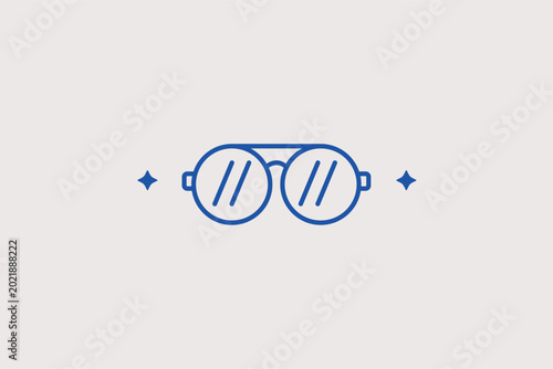 Valokuva Aviator sunglasses line icon for summer fashion and eye protection